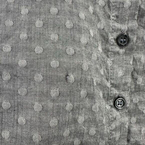 The Great. The Ruffle Oxford Top Size XS Cotton Polka Dot Grey Peplum Preppy - Picture 6 of 12